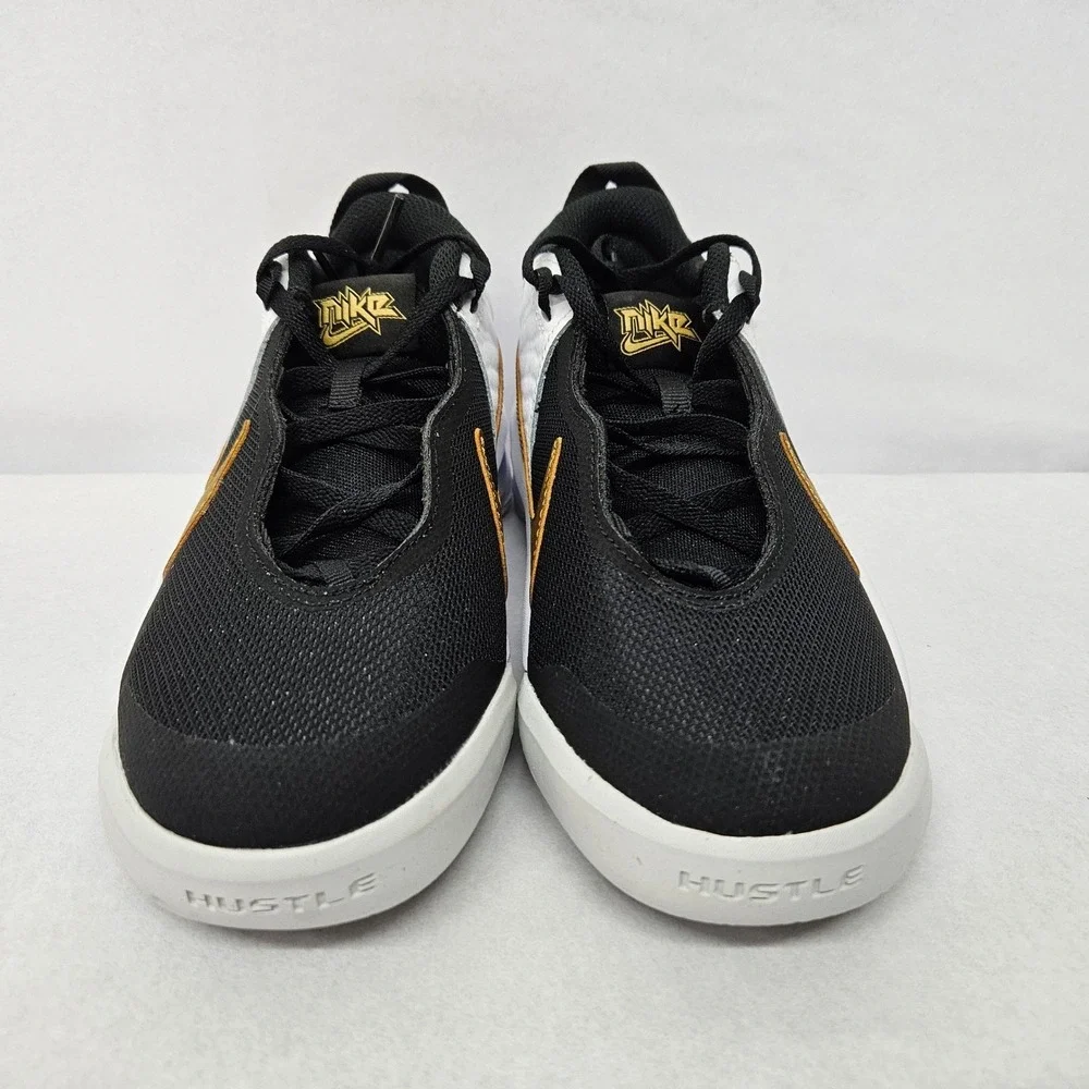 Nike‎ Youth Team Hustle D 10 Basketball Shoes CW6735-002 Black Gold White Sz 5Y